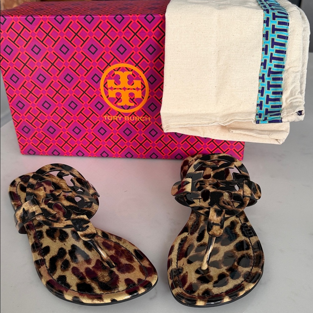 Tory Burch Leopard Miller Printed Patent Leather